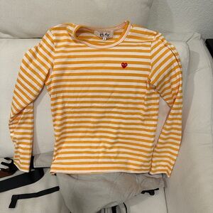 Comme des Garcons PLAY Orange and White Long Sleeve Tee
